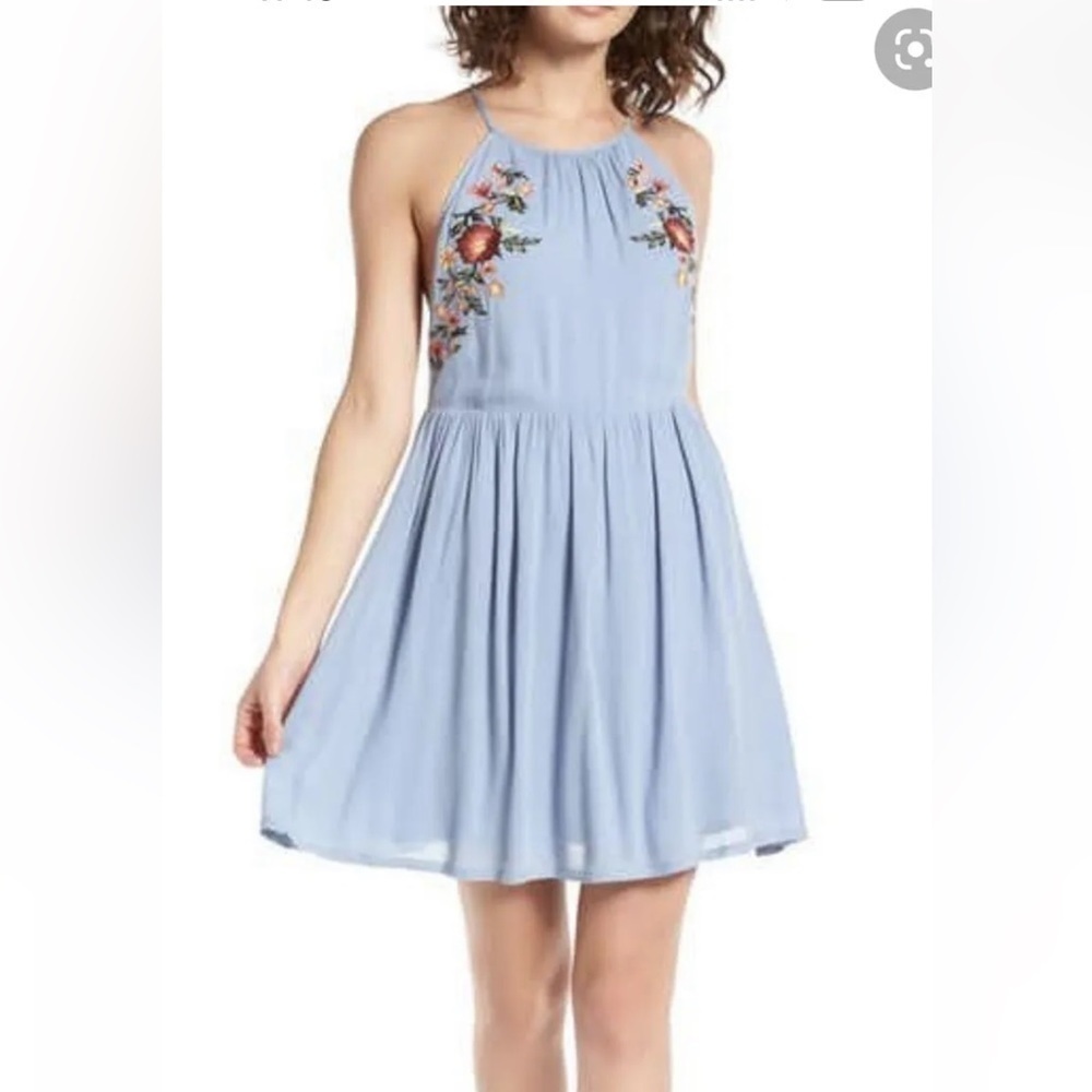 LUSH Embroidered Apron Floral Sleeveless Dress Sz S